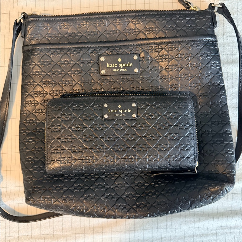 Kate Spade Black Shoulder Bag with matching wallet